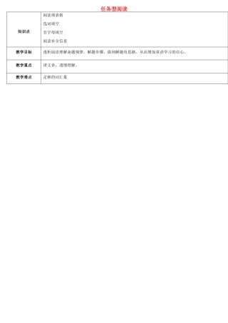 天津学大教育信息咨询有限公司中考英语专题复习 题型课程 任务型阅读教案2 人教新目标版-人教新目标版初中九年级全册英语教案