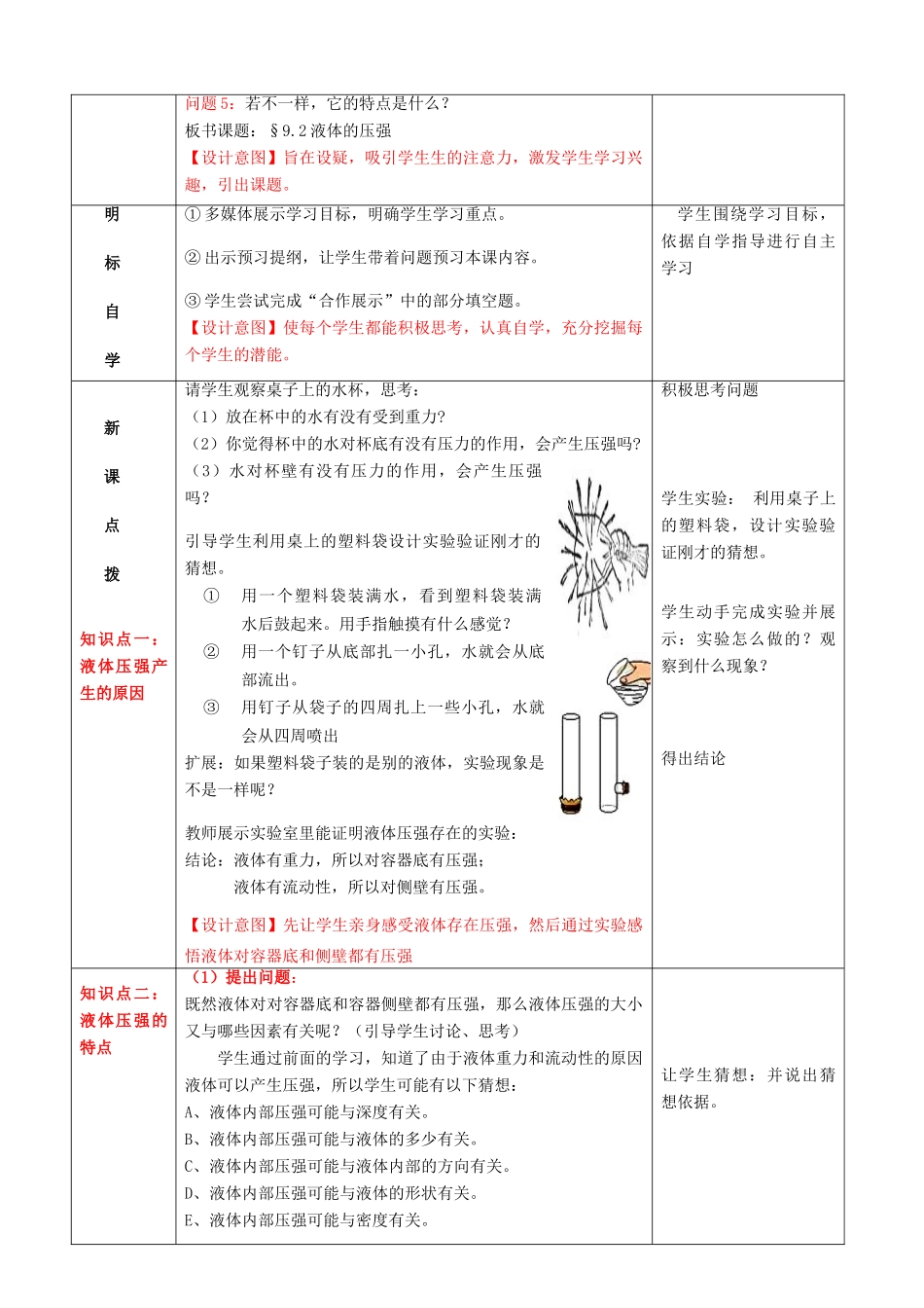 山东省滕州市大坞镇大坞中学八年级物理下册 第九章《液体的压强》教案 新人教版_第2页