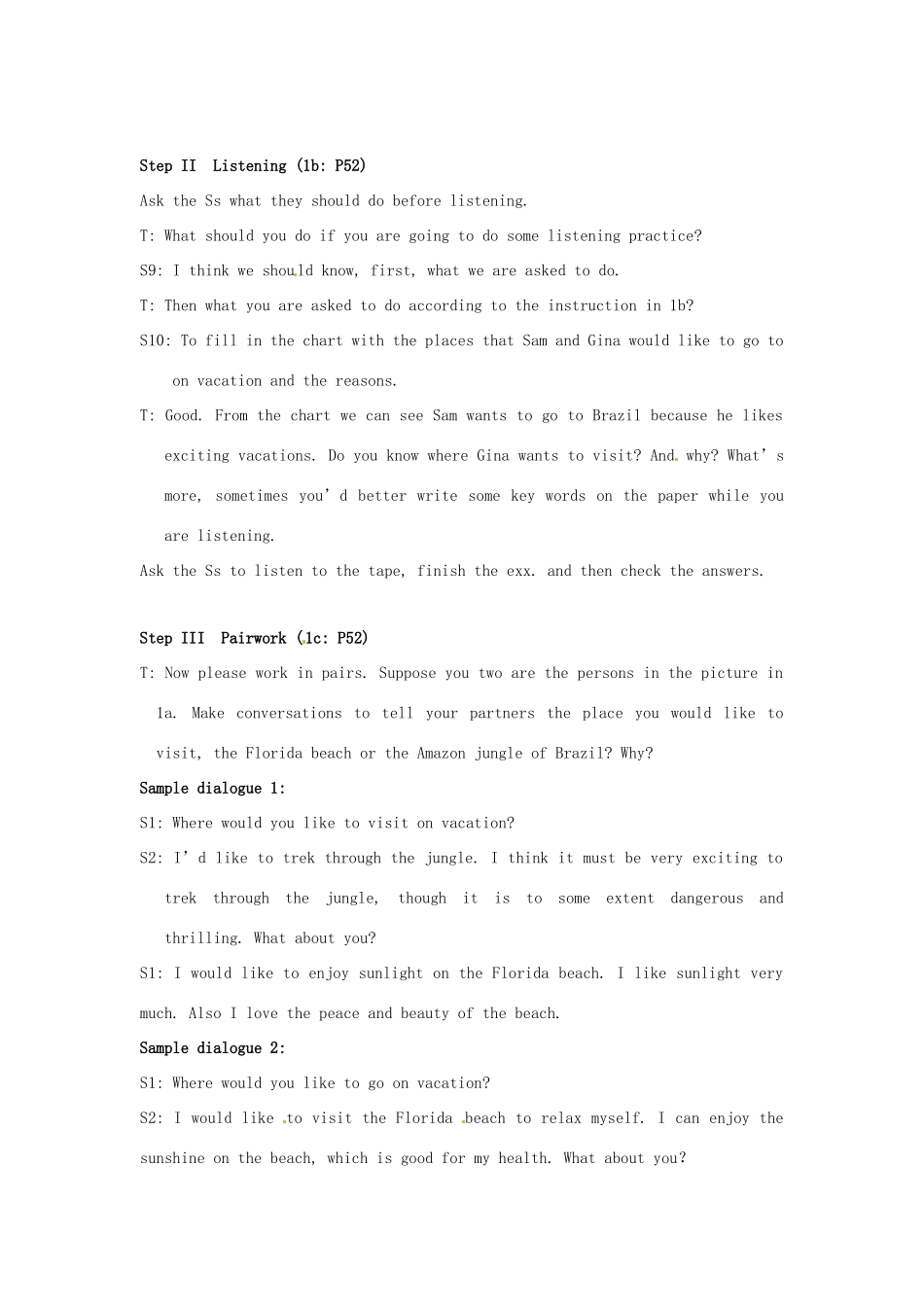 新疆石河子市第八中学九年级英语全册 Unit 7 Where would you like to visit 教案（1） 人教新目标版_第3页