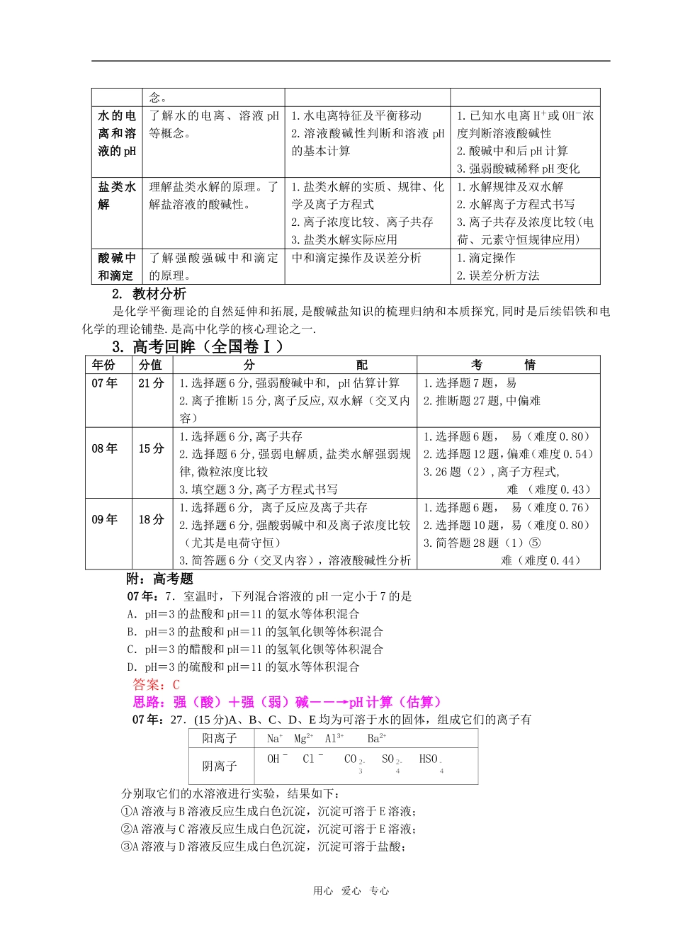 高三化学高考谈谈化学平衡、电离平衡、电化学的一轮复习教案人教版_第3页