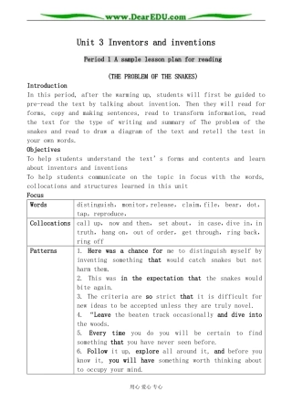 人教版英语选修8 Unit3 Inventors and inventions--Period1