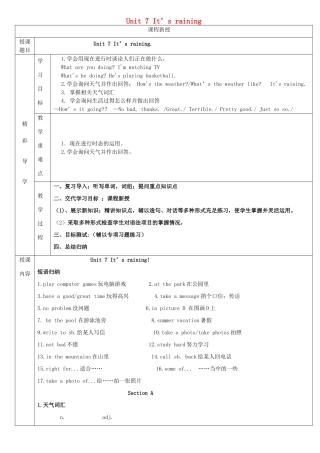 七年级英语下册 Unit 7 It’s raining讲义习题（无答案）（新版）人教新目标版-（新版）人教新目标版初中七年级下册英语教案