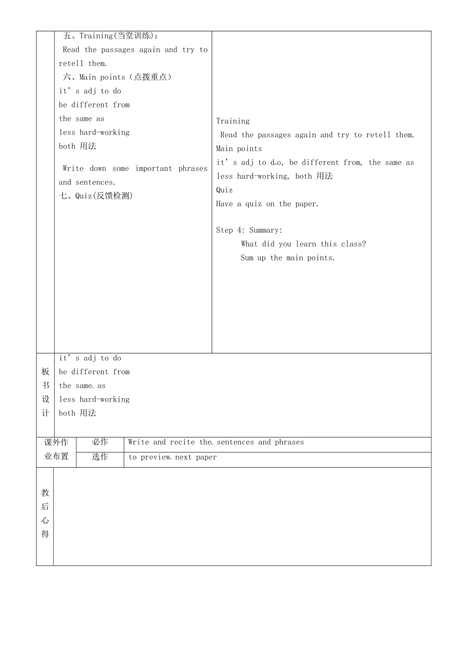 七年级英语上册 Unit 7 I’m more outgoing than my sister教案5 鲁教版五四制-鲁教版五四制初中七年级上册英语教案_第2页