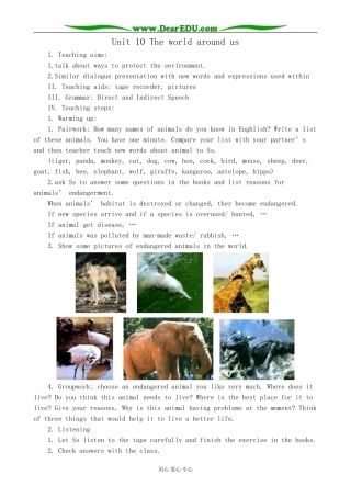 英语旧人教高中第一册上 Unit10 The world around us 1