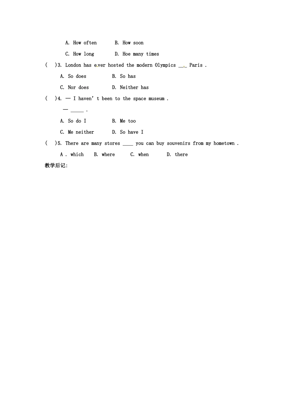云南省丽江市永北镇中学八年级英语下册《Unit 9 have you ever been to an amusement par1 Period 4》教案 人教新目标版_第3页