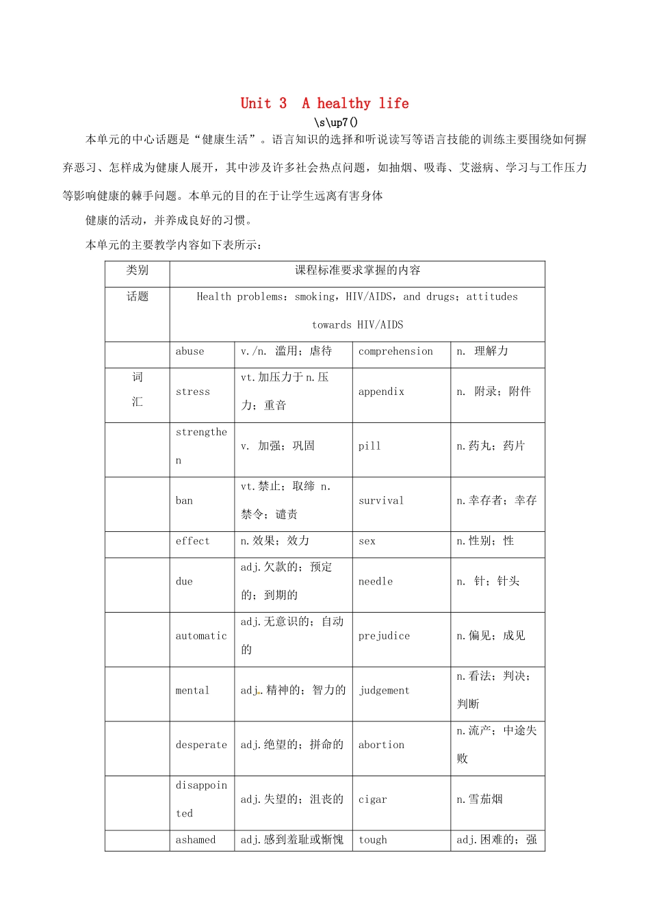 云南省弥勒县庆来中学高中英语 Unit 3 A healthy life Period 1 Warming Up，Pre－reading，Reading and Comprehending优秀教案 新人教版选修6_第1页
