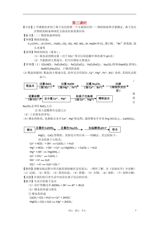 高二化学《化学反应原理》 3.4《离子反应》（第3课时）教案 鲁科版选修4