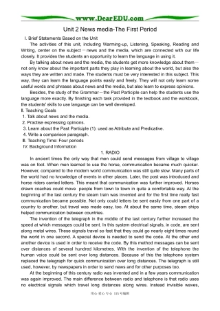 高中英语第二册上Unit 2 News media-The First Period