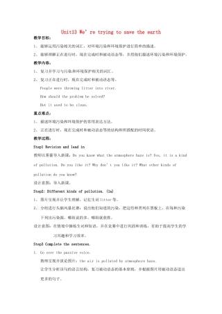 中考英语 Unit 13 We’re trying to save the earth教学案例-人教版初中九年级全册英语教案