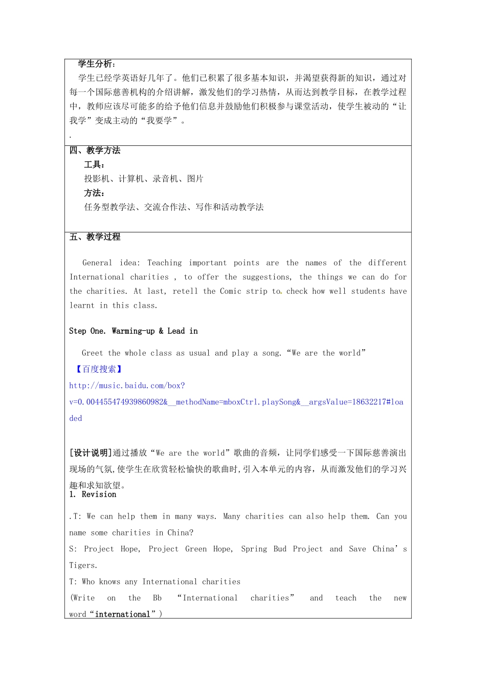 江苏省昆山市兵希中学八年级英语下册《Unit 5 International charities》教案 牛津版_第2页