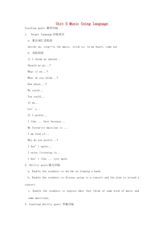 高中英语 unit5 Music Using language教案 新人教版必修2-新人教版高一必修2英语教案