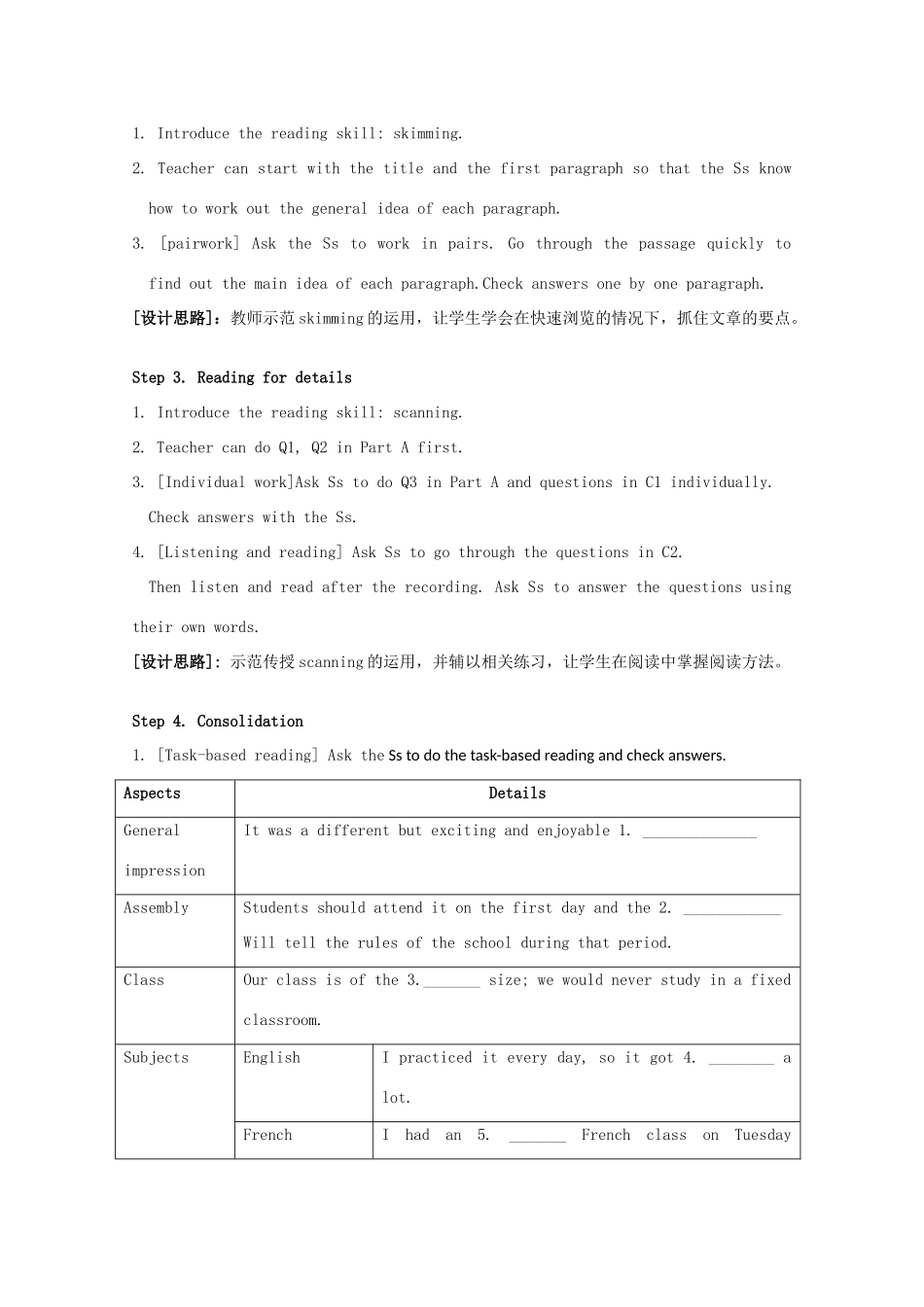 湖南省吉首市民族中学高中英语 Unit1 School Life Reading教案（1） 牛津译林版必修1_第2页