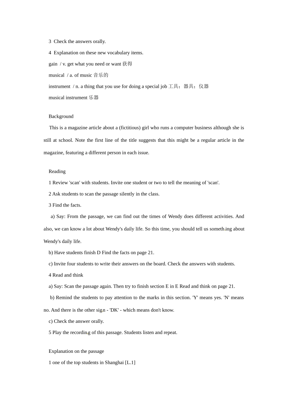 八年级英语：Chapter 2 A day in the life of…whiz-kid Wendy Period Two教案上海牛津版_第3页