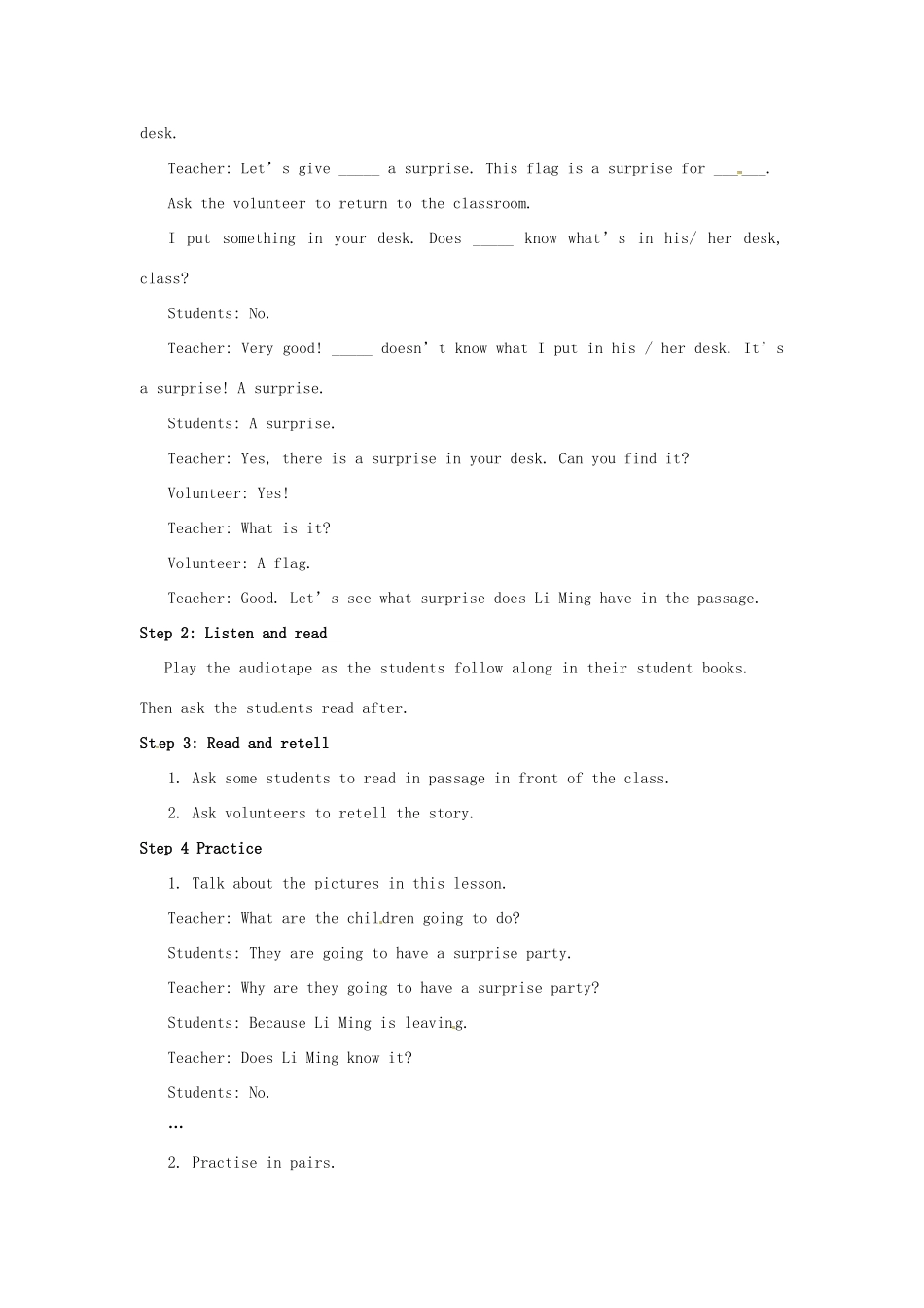 七年级英语下册 Unit 8  Li Ming Goes Home2教案 冀教版_第2页