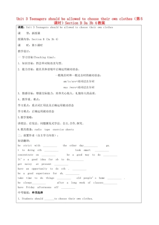 宁夏银川市第四中学九年级英语全册 Unit 3 Teenagers should be allowed to choose their own clothes（第5课时）Section B 3a 3b 4教案 人教新目标版