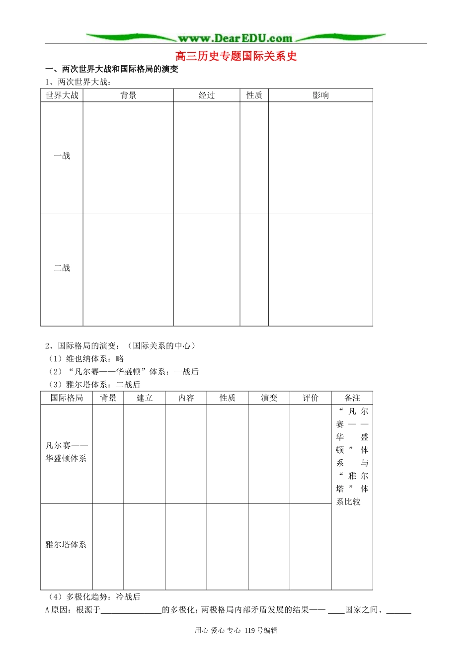 高三历史专题国际关系史_第1页