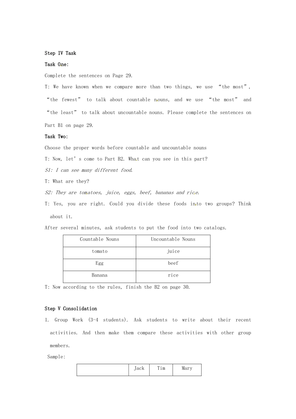 江苏省大丰市万盈二中八年级英语上册 Unit 2 School life-Period 6 Grammar (II) 教案 牛津版_第3页