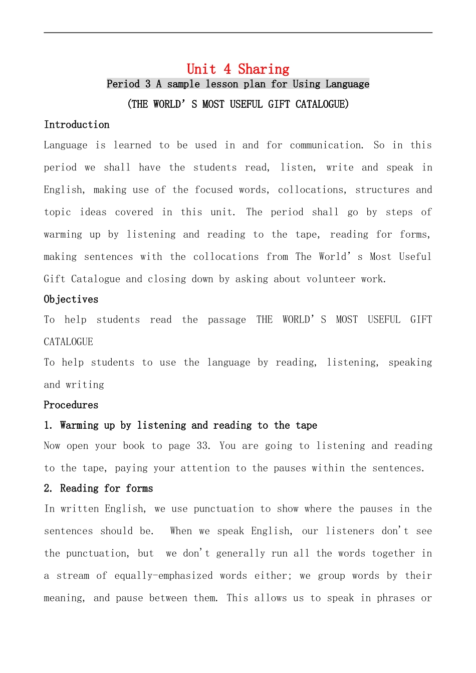 高中英语Unit 4 Sharing--Period3人教版选修七_第1页