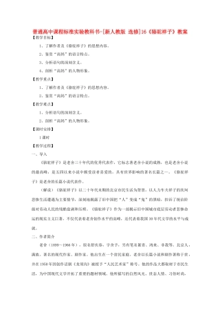 高考语文 8.16《骆驼祥子》教案 新人教版选修《中国小说欣赏》