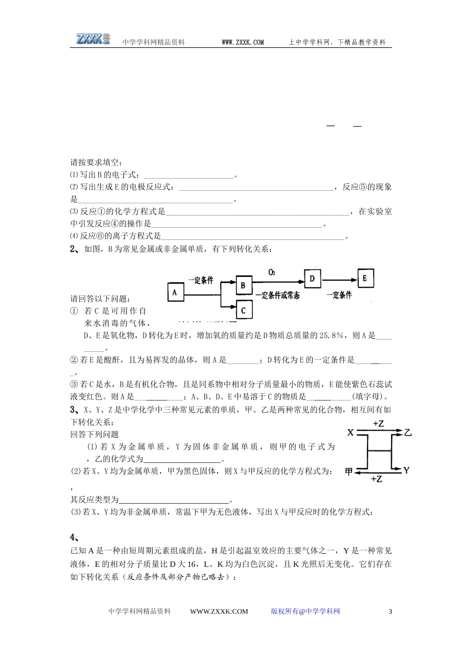 高考热点复习高三化学无机框图推断专题复习教案_第3页