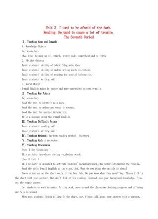 九年级英语全册 Unit 2 I used to be afraid of the dark The Seventh Period教案 人教新目标版
