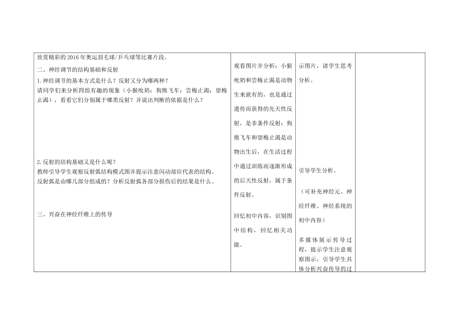 四川省宜宾市一中高二生物《第2章 第1节 神经系统的调节》教学设计-人教版高二全册生物教案_第2页
