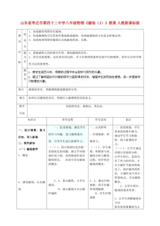 山东省枣庄市第四十二中学八年级物理《磁场（1）》教案 人教新课标版