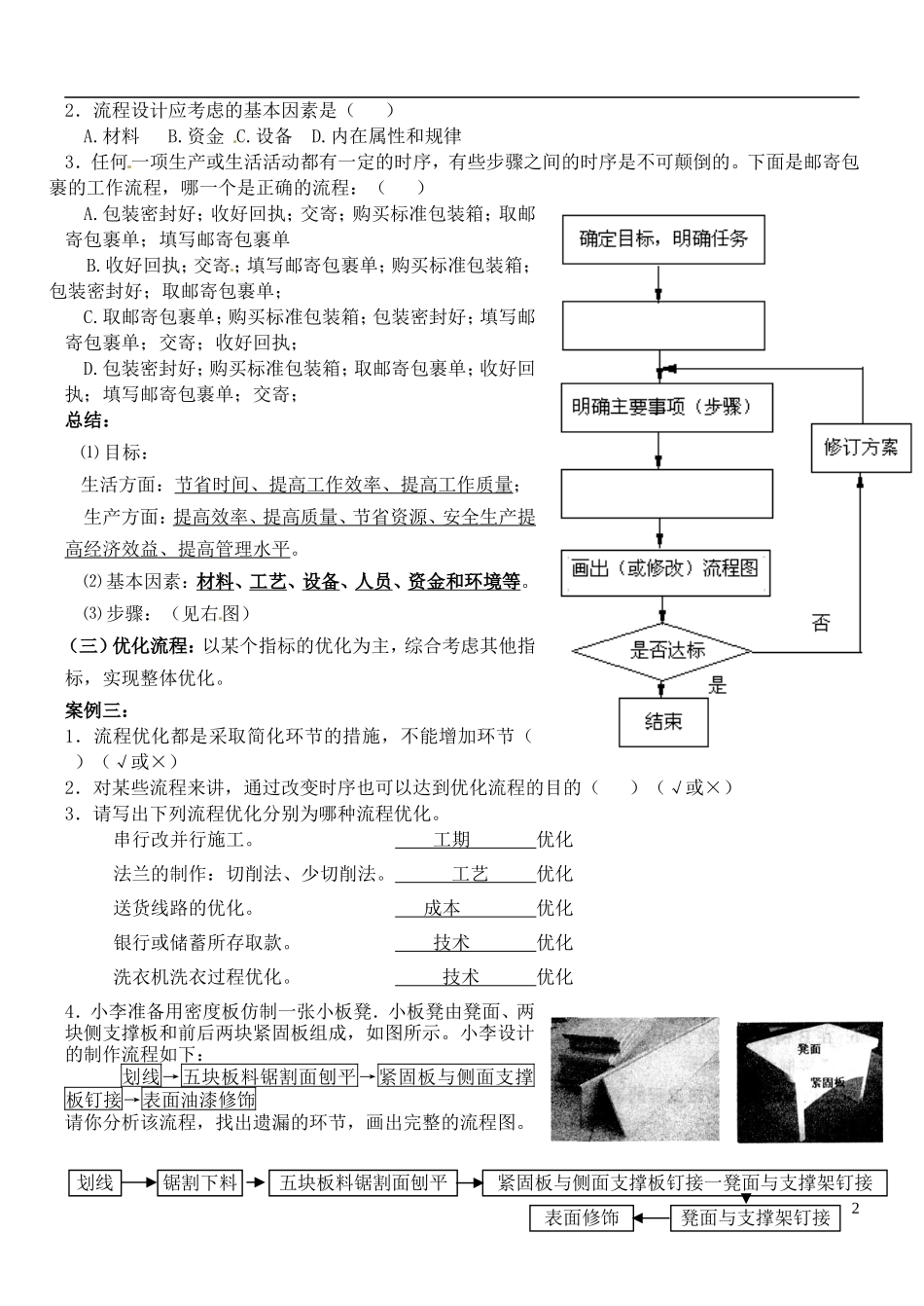 浙江省永嘉县楠江中学高一通用技术《流程与设计》学案 苏教版_第2页