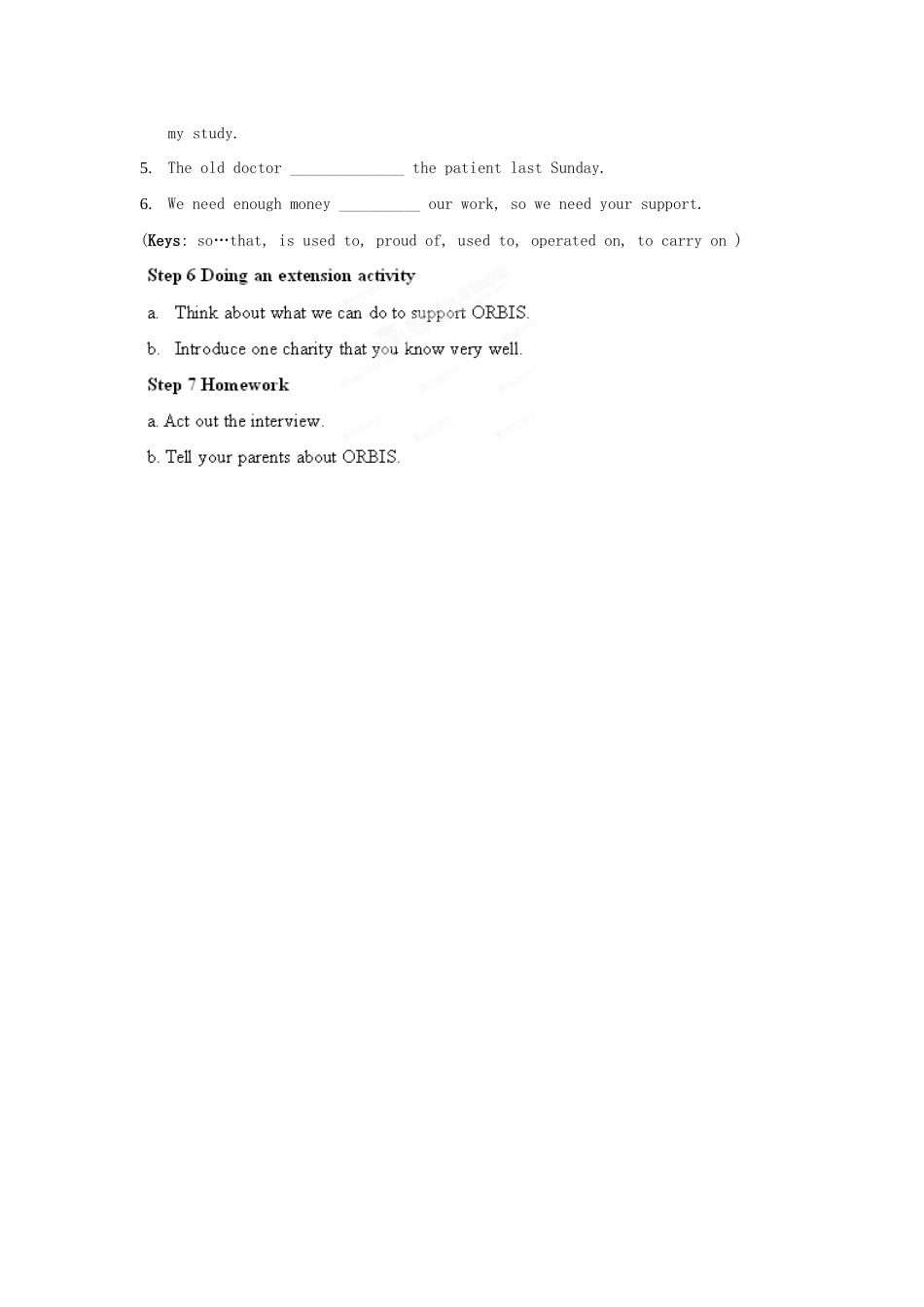 江苏省宜兴市屺亭中学八年级英语下册《Unit 5 International charities》Period 3 Reading II教案 牛津版_第3页