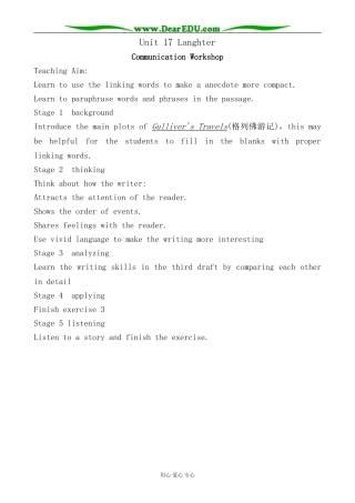 英语北师大版必修6 Unit17 Langhter--Communication Workshop