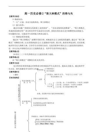 高一历史必修2“斯大林模式”的得与失