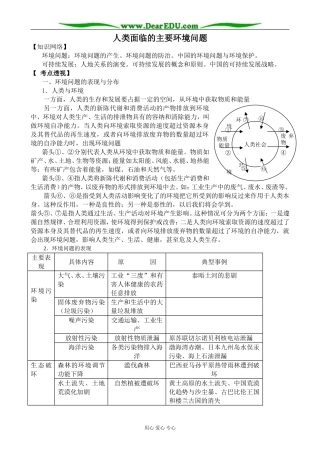 中图版高中地理必修2人类面临的主要环境问题