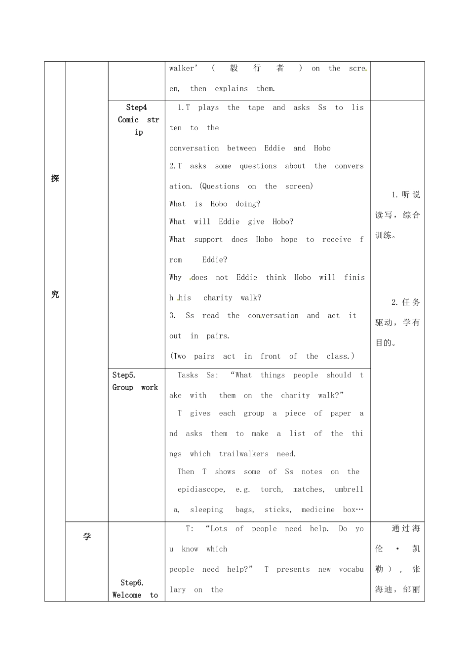 江苏省海安县大公初级中学八年级英语下册《8B Unit 6 A charity walk》Period 1 Comic strip& welcome to the unit教案 牛津版_第3页