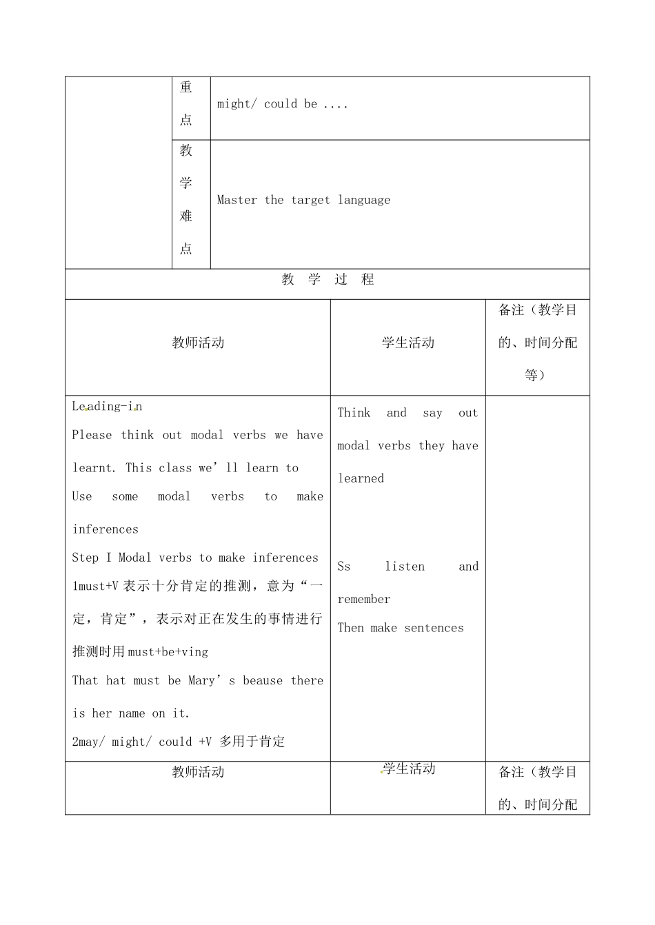 吉林省四平市第十七中学九年级英语全册《Unit 5 It must beiong to Carla》（第1课时）教案 人教新目标版_第2页