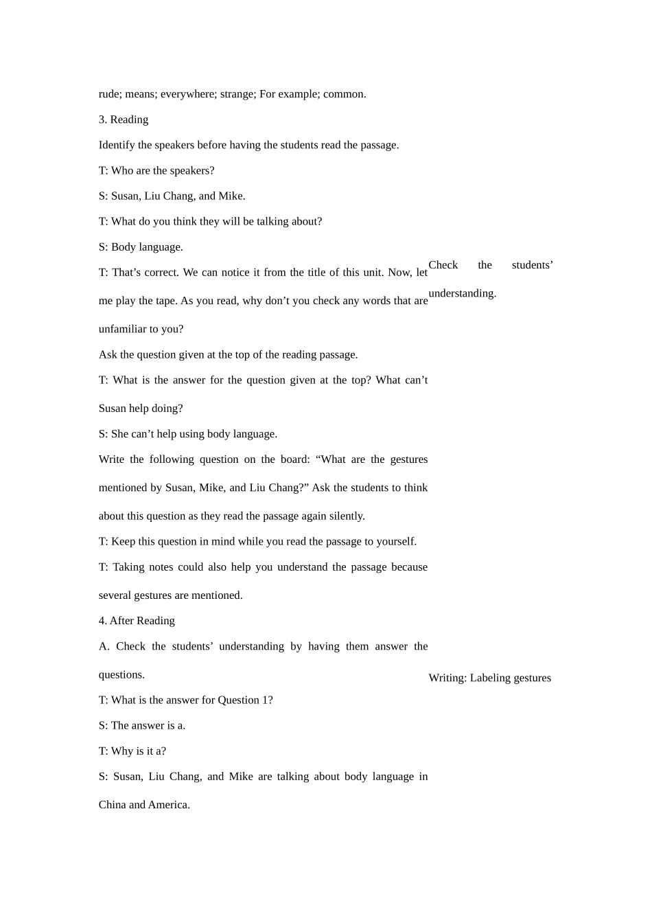 七年级英语下：Unit 2 Body language lesson 2教案教科版_第2页