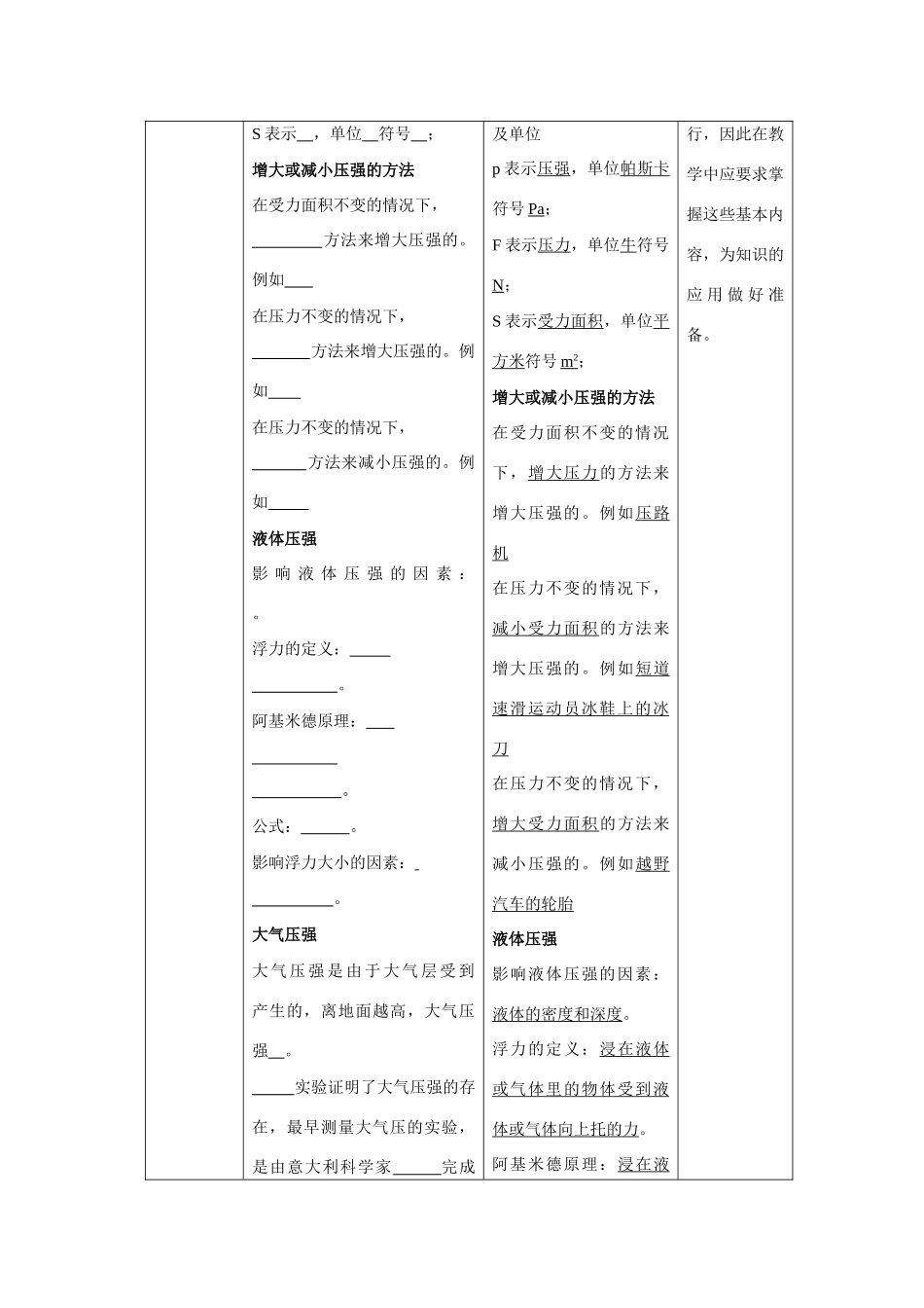 八年级物理下册：第八章压强与浮力复习教案（北师大版）_第3页
