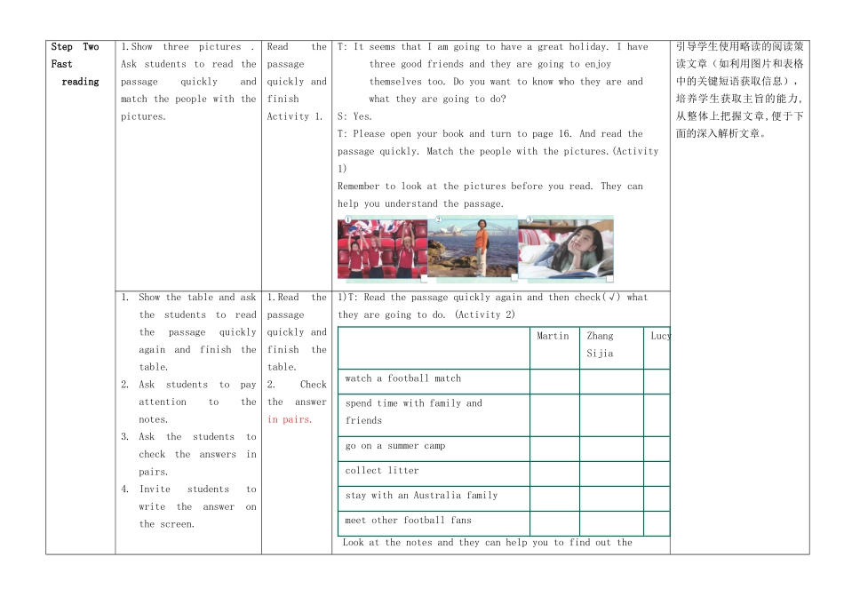 七年级英语下册 Module 3 Making plans Unit 2 Were going to cheer the players教案 （新版）外研版-（新版）外研版初中七年级下册英语教案_第2页