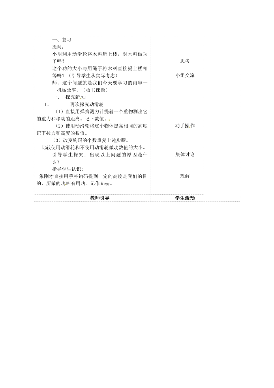 江苏省连云港市岗埠中学九年级物理上册 机械效率教案1 苏科版_第2页