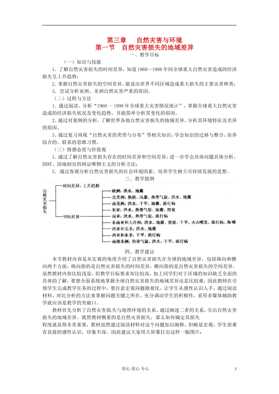 湖南省蓝山二中高二地理《3.1自然灾害损失的地域差异》教案_第1页