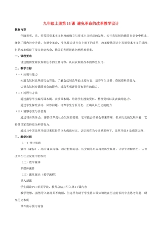 历史：北师大版九年级上册 3.14《避免革命的改革》教案（3）