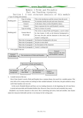外研版英语必修10 Module1 Pride and Prejudice-A text structure analysis