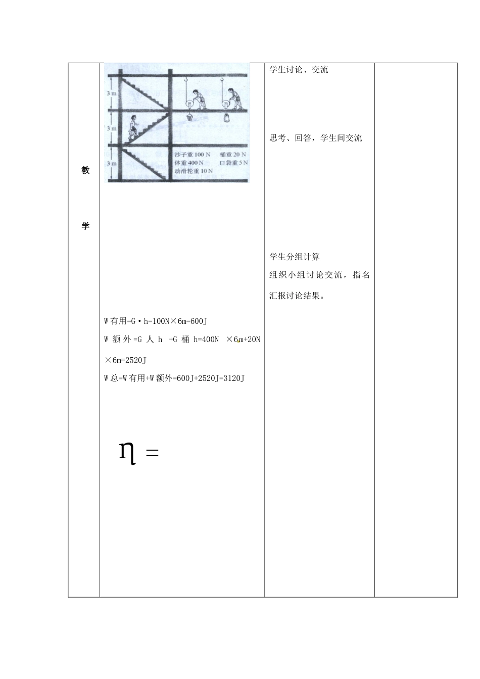 江苏省盐城市大丰市万盈第二中学九年级物理上册 11.5 机械效率教案3 苏科版_第2页