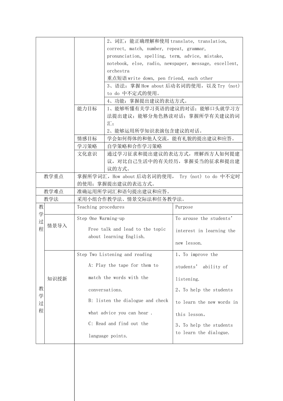 八年级英语上册 Module 1 How to learn English教案 外研版_第2页