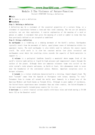 高中英语Module 3 The Violence of Nature-Function