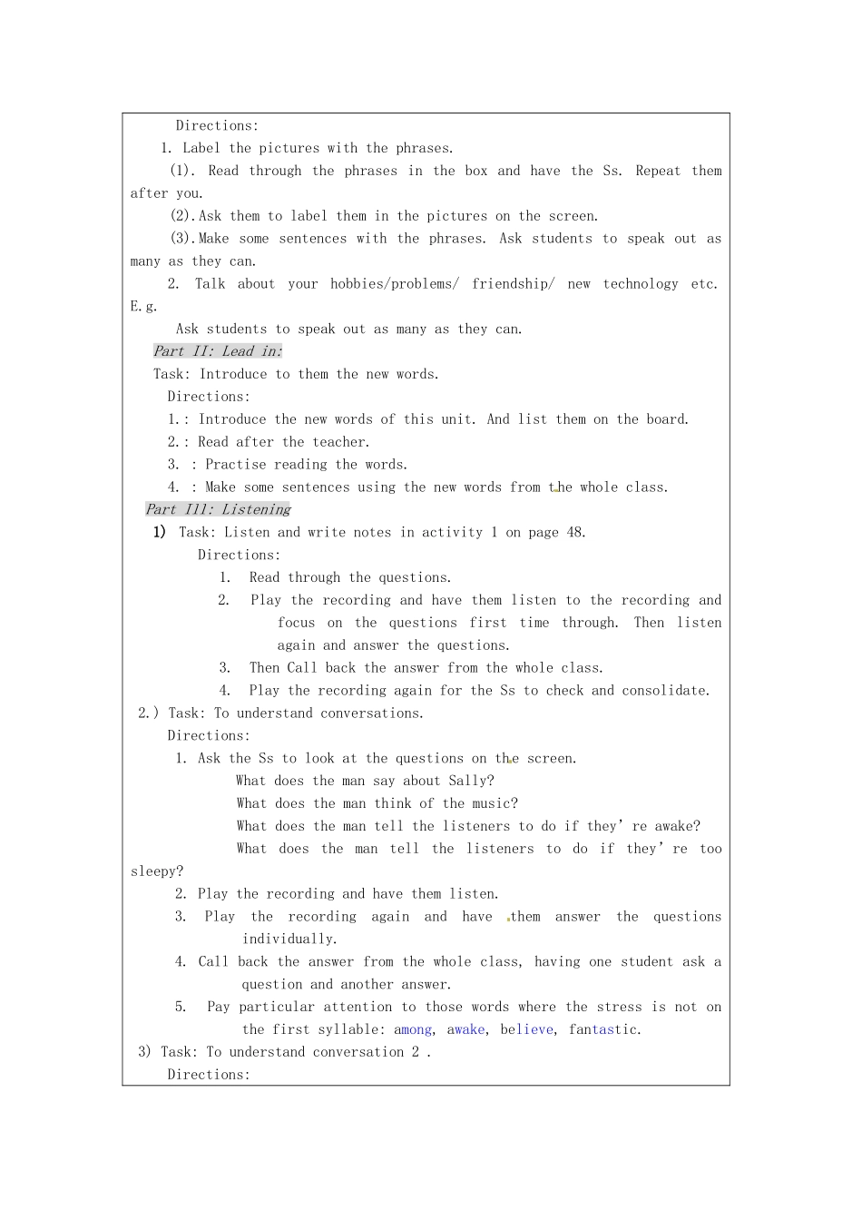八年级英语下册 Module 6 Entertainment Unit 1 She said China was a very exciting place教学设计 外研版_第2页