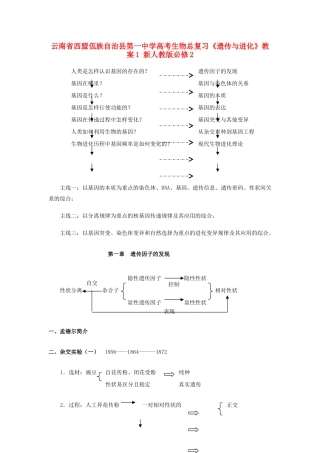 云南省西盟佤族自治县第一中学高考生物总复习《遗传与进化》教案1 新人教版必修2