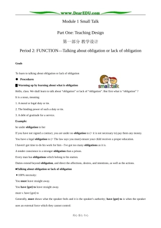 外研版英语必修6 Module1 Period 2 Function-Talking about obligation or lack of obligation