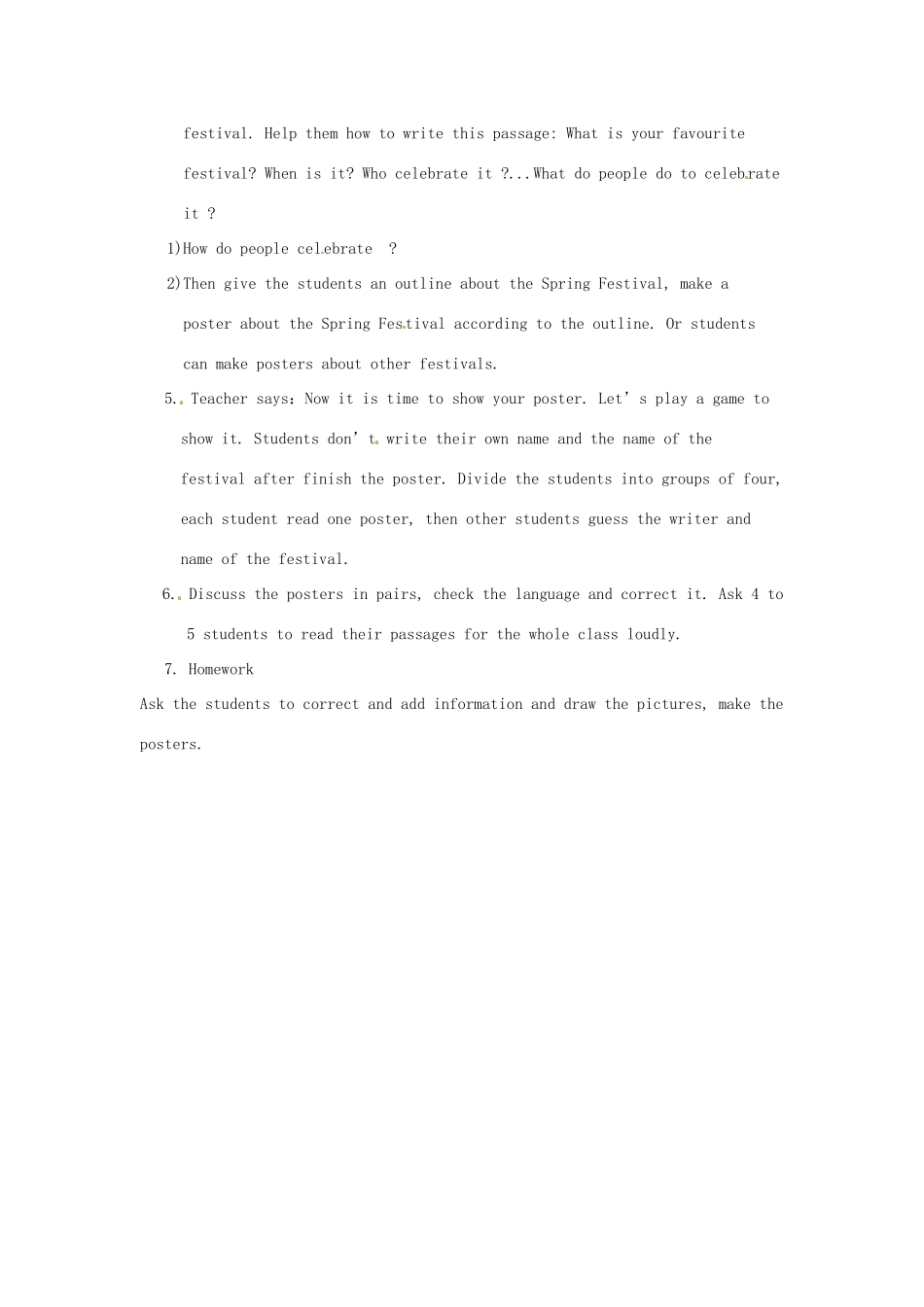 七年级英语上册 Unit 5 Let’s celebrate Task教案 （新版）牛津版-（新版）牛津版初中七年级上册英语教案_第3页