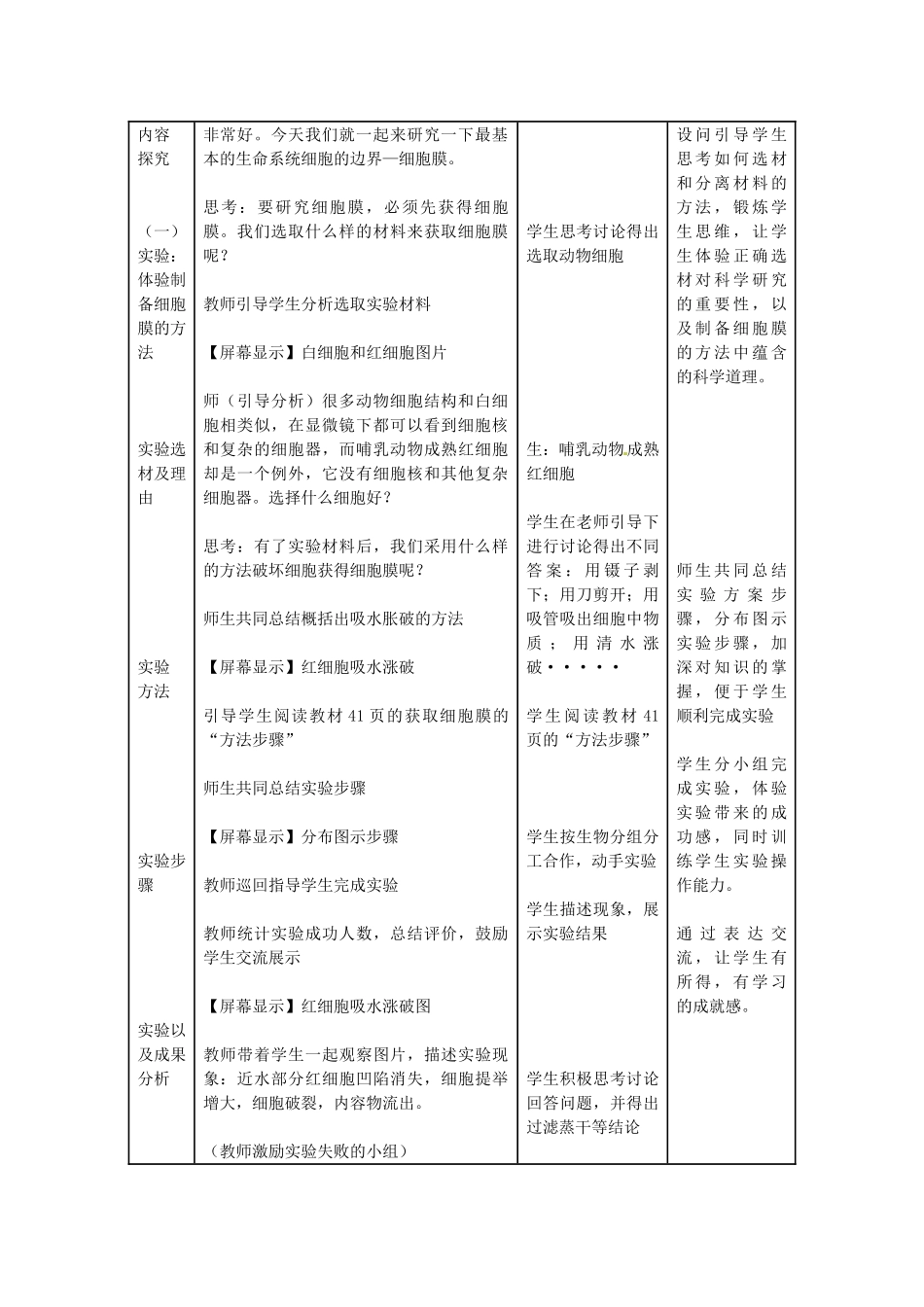 河北省辛集三中高中生物《3.1细胞膜 系统的边界》教案 新人教版必修1_第2页