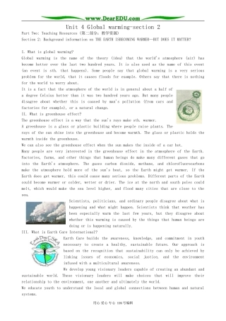 高中英语Unit 4 Global warming-section 2